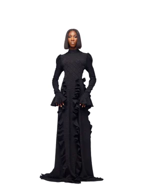 GIVENO NOIR ROYAL CASCADE GOWN