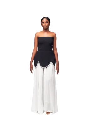 GIVENO MONOCHROME CRESCENTMAXI DRESS