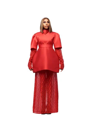 GIVENO SCARLET REGENCY LACE ENSEMBLE